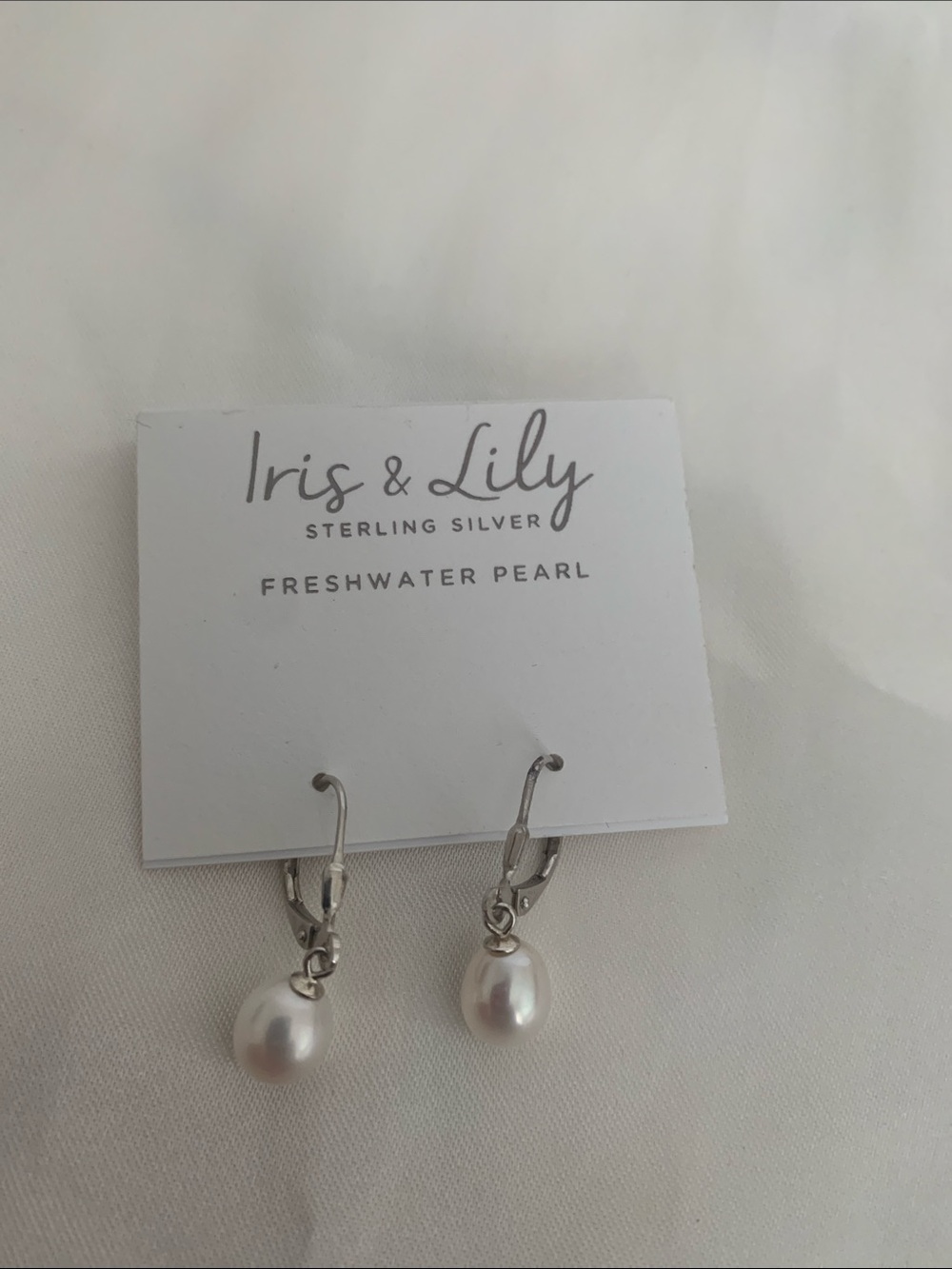 Sterling Silver Freshwater Pearl Drop Earrings - White